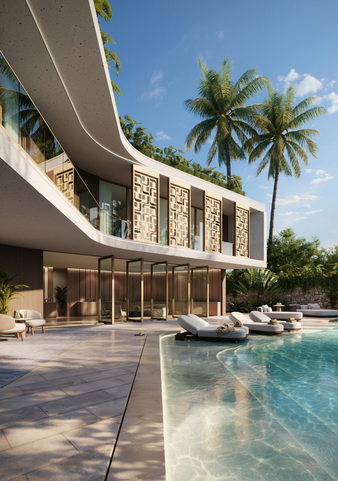 Collection Sei poolside terrace with palm trees